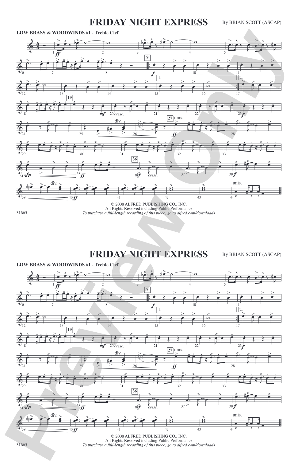 Friday Night Express: Low Brass & Woodwinds #1 - Treble Clef