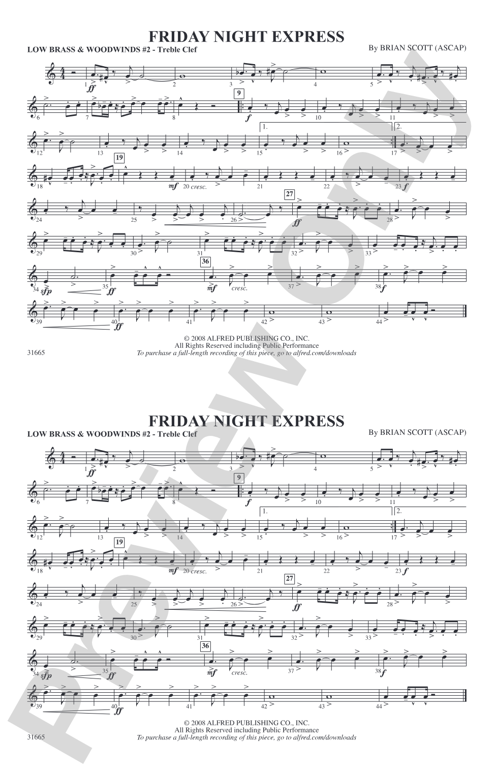 Friday Night Express: Low Brass & Woodwinds #2 - Treble Clef