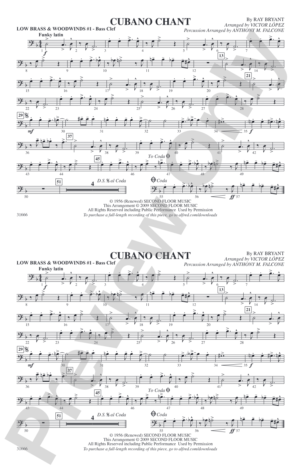 Cubano Chant: Low Brass & Woodwinds #1 - Bass Clef