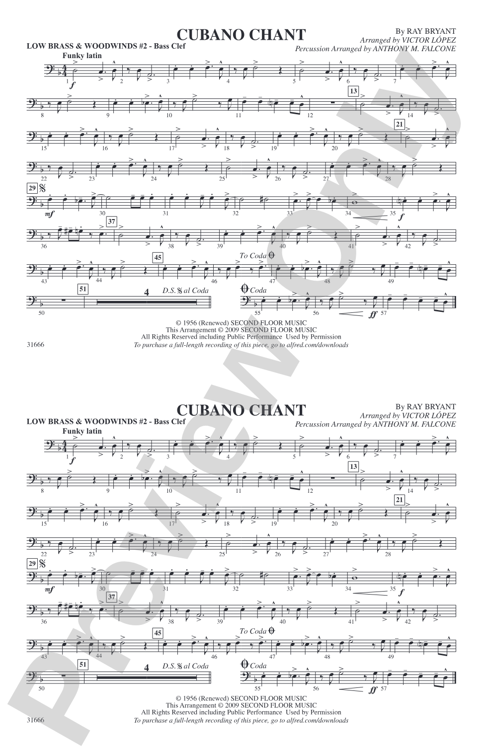 Cubano Chant: Low Brass & Woodwinds #2 - Bass Clef