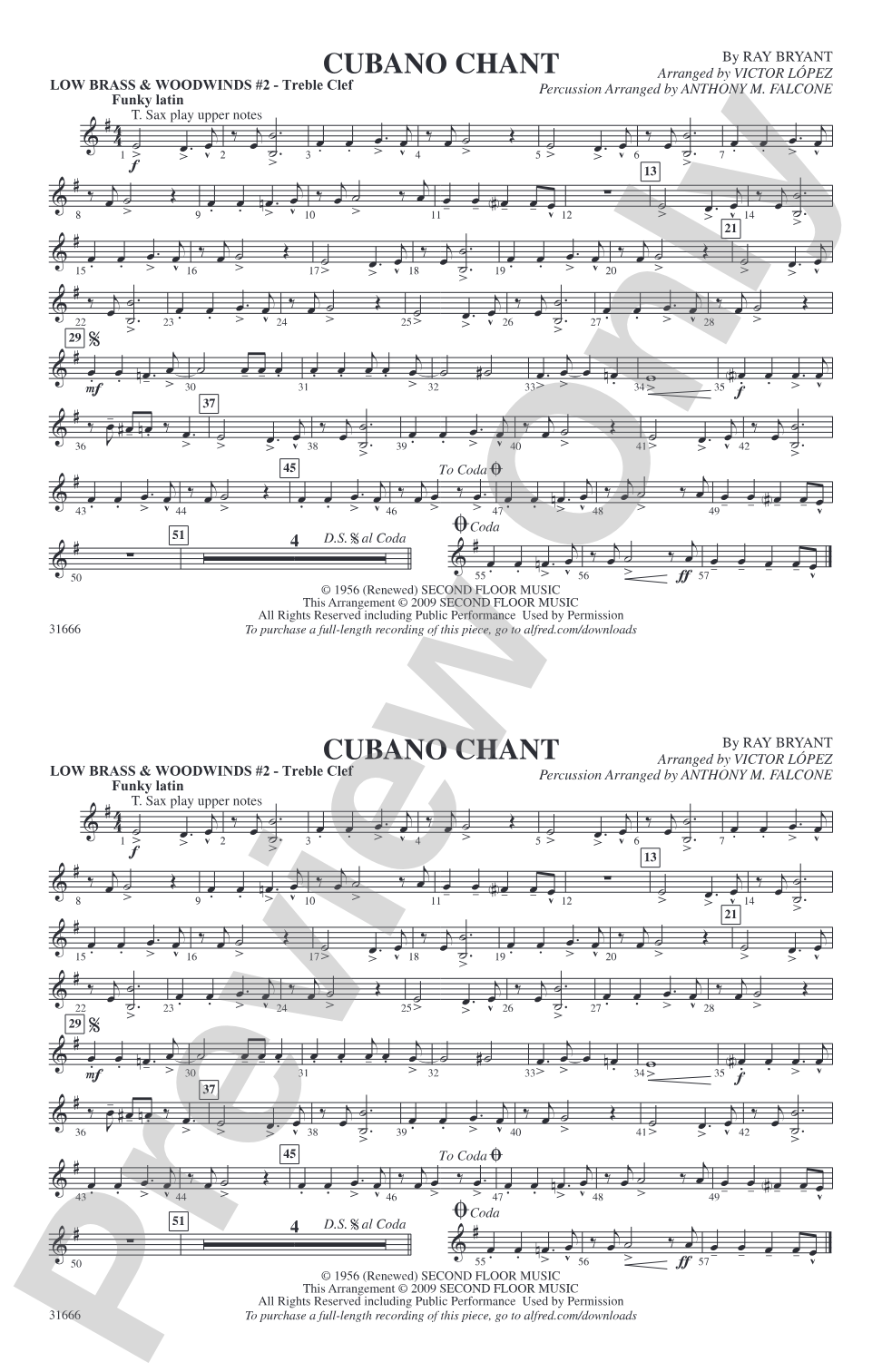 Cubano Chant: Low Brass & Woodwinds #2 - Treble Clef