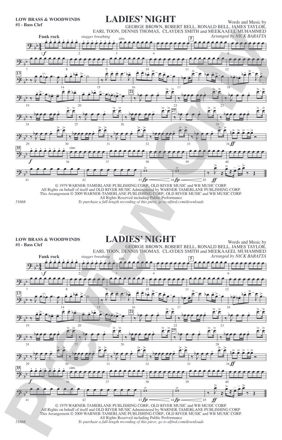 Ladies' Night: Low Brass & Woodwinds #1 - Bass Clef