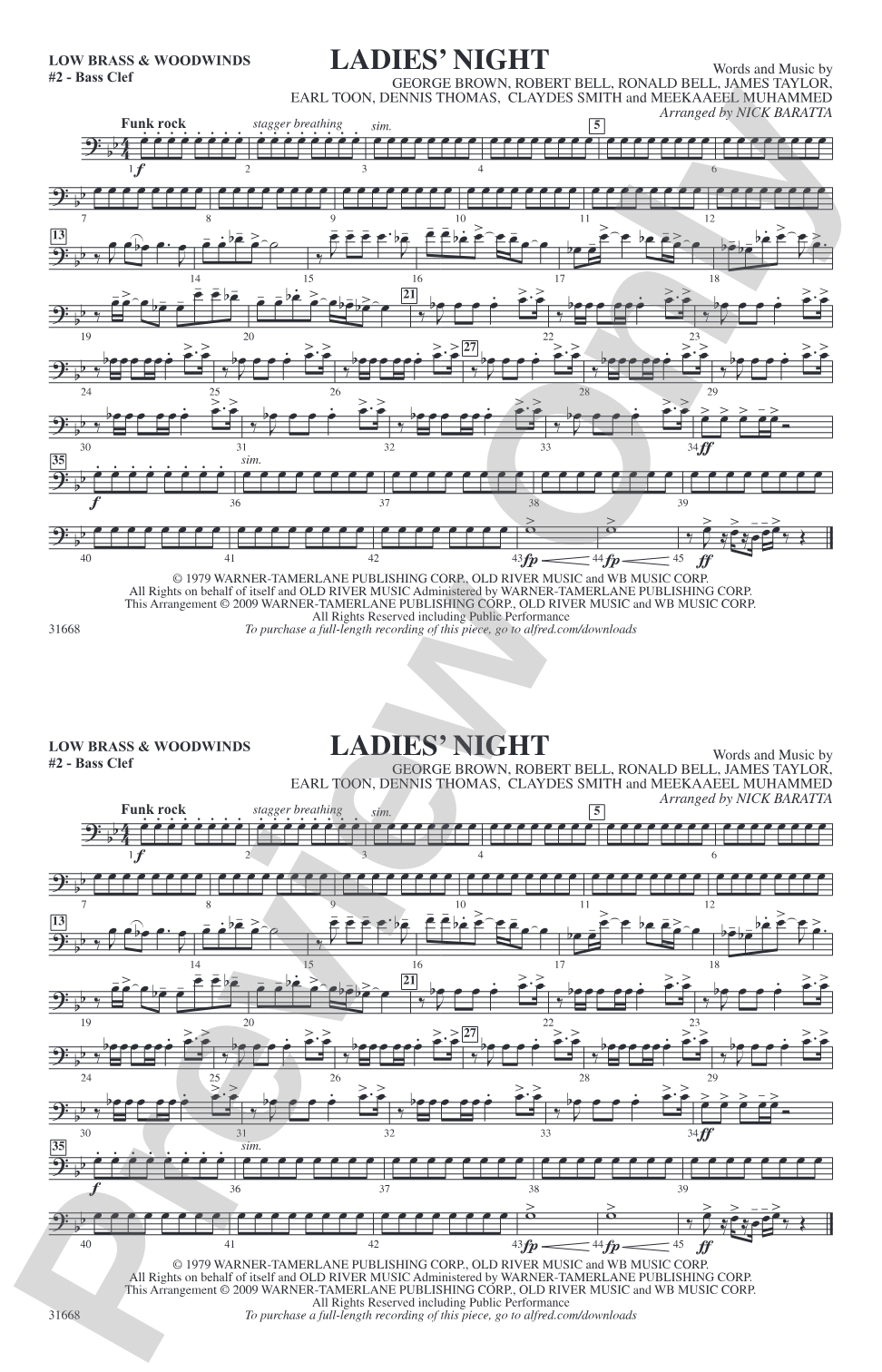 Ladies' Night: Low Brass & Woodwinds #2 - Bass Clef