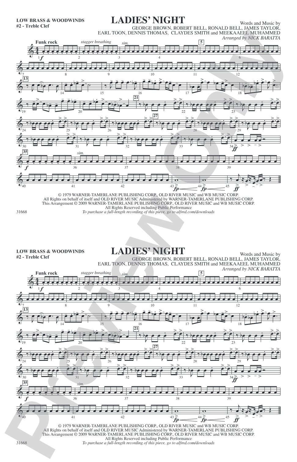 Ladies' Night: Low Brass & Woodwinds #2 - Treble Clef