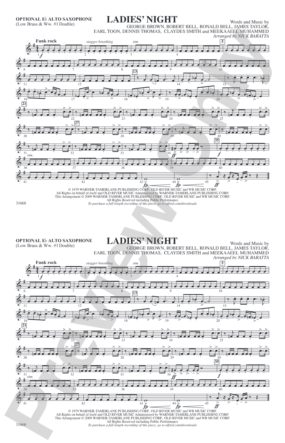 Ladies' Night: Optional Alto Sax