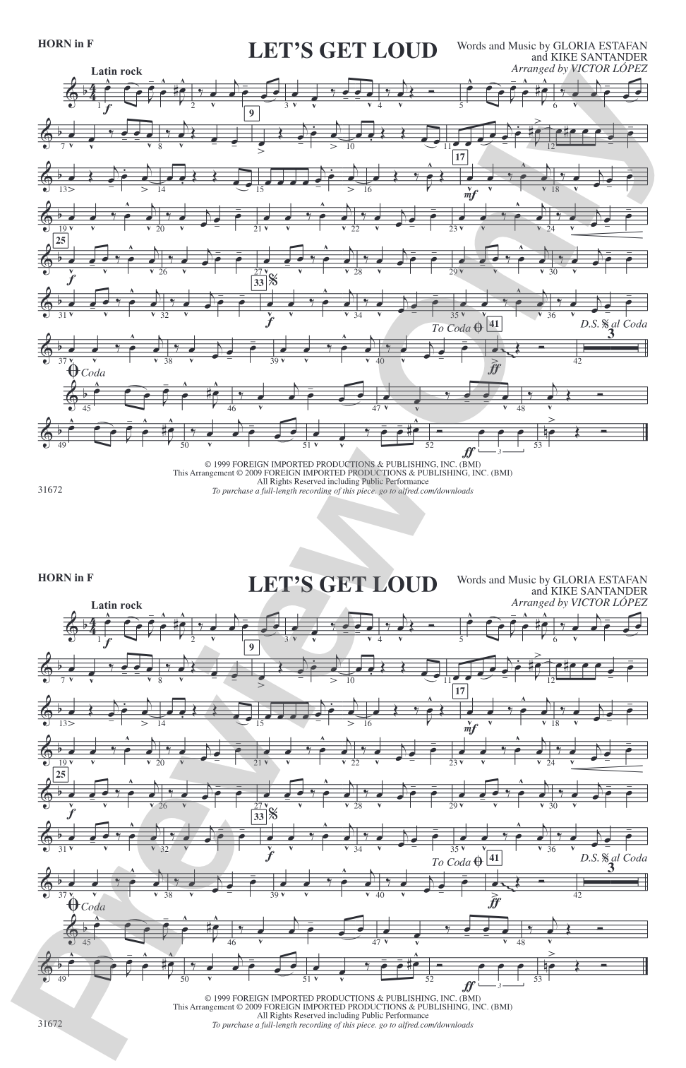 Let's Get Loud: 1st F Horn