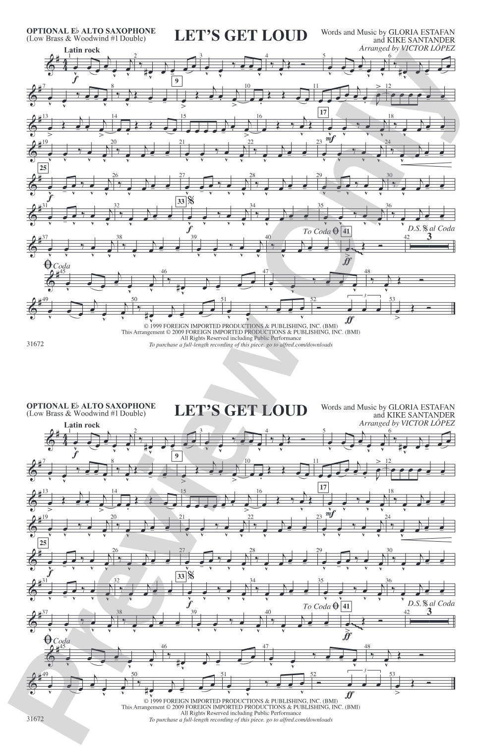 Let's Get Loud: Optional Alto Sax