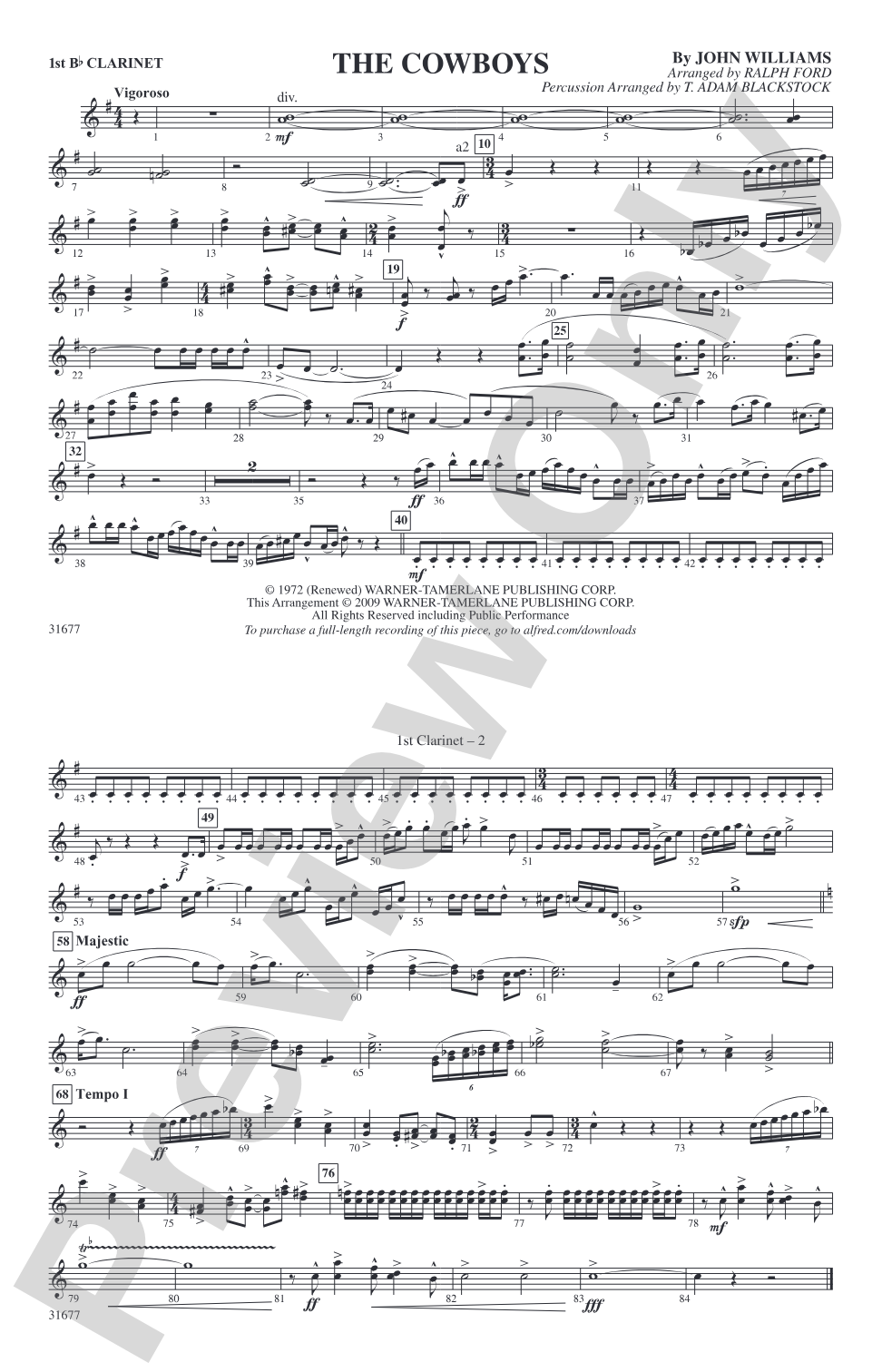 The Cowboys: 1st B-flat Clarinet
