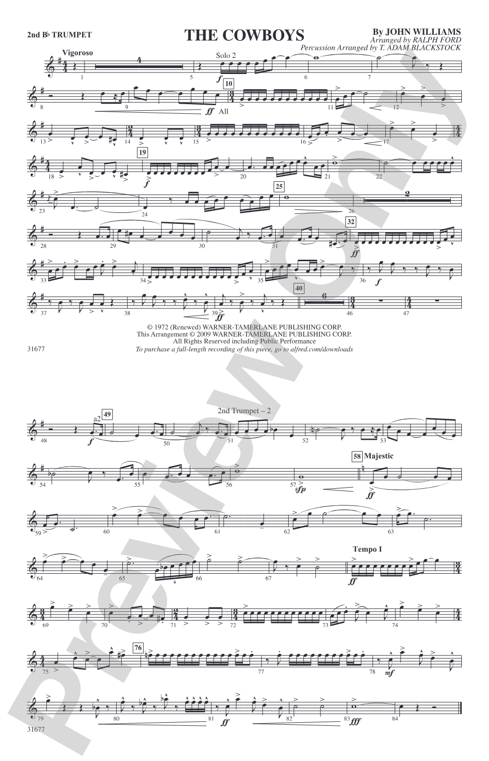 The Cowboys: 2nd B-flat Trumpet