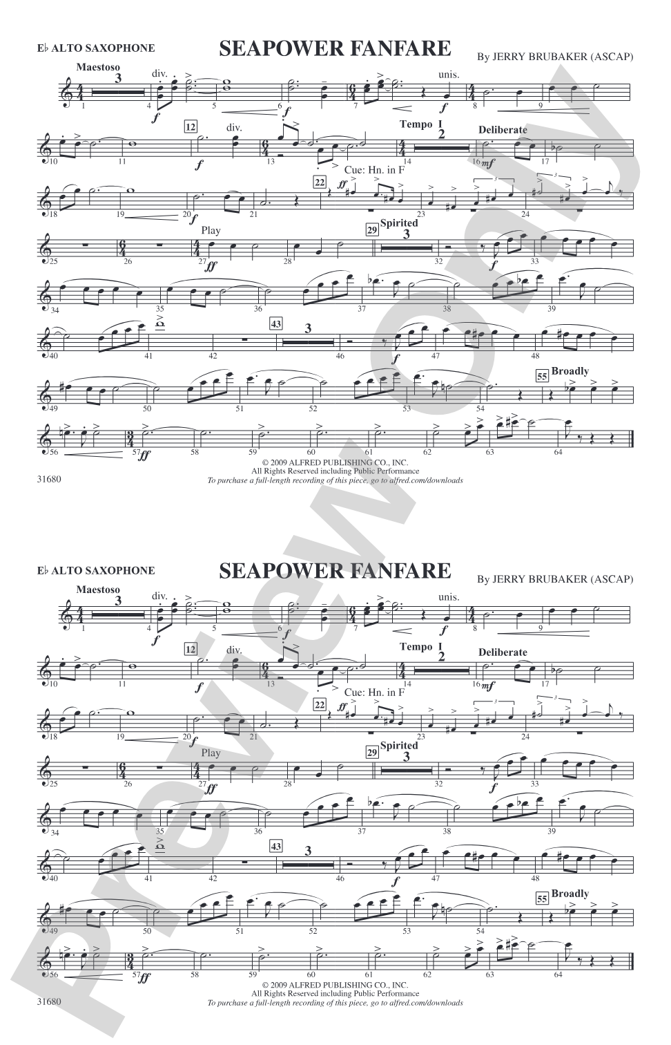 Seapower Fanfare: E-flat Alto Saxophone