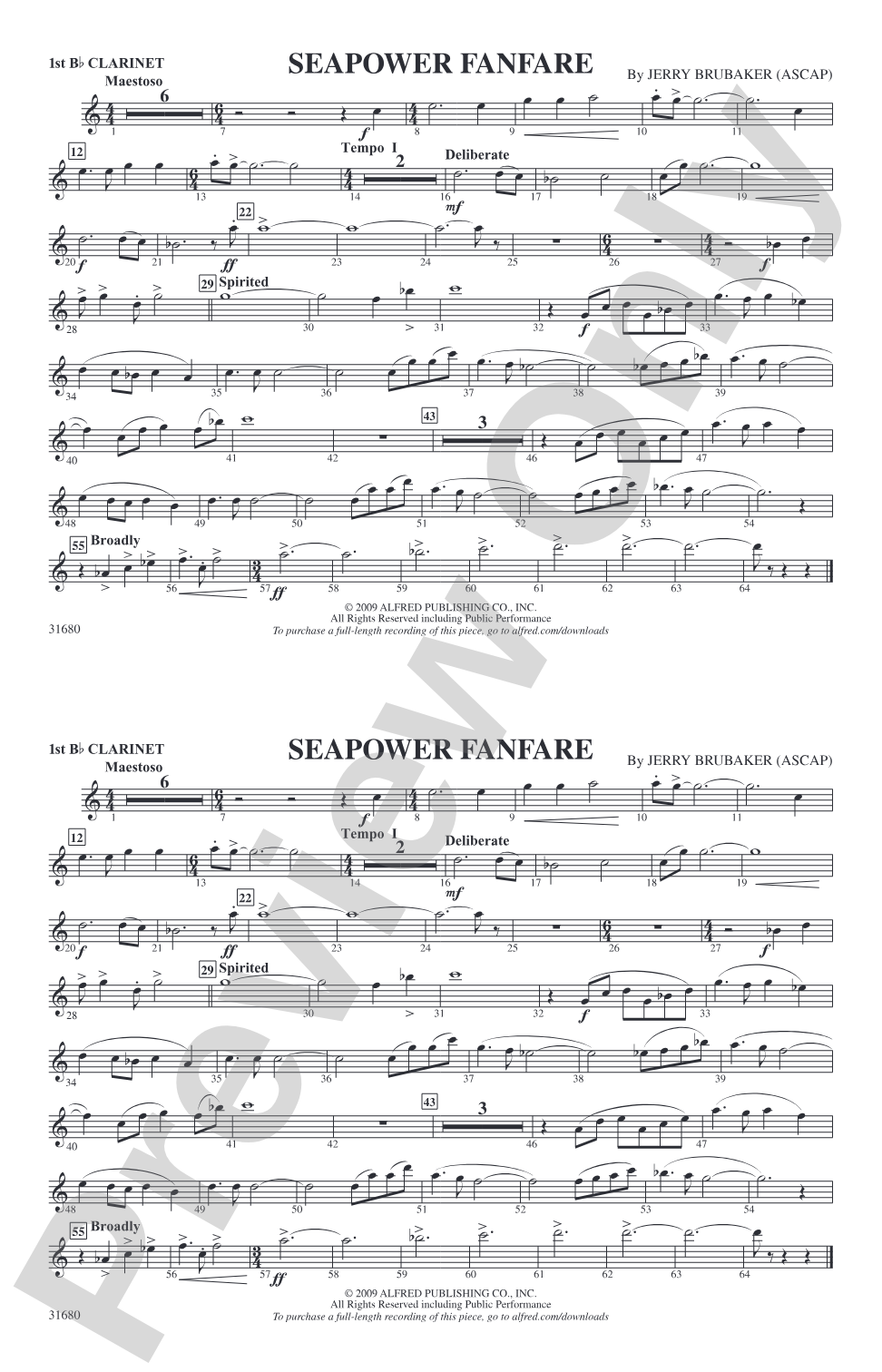 Seapower Fanfare: 1st B-flat Clarinet