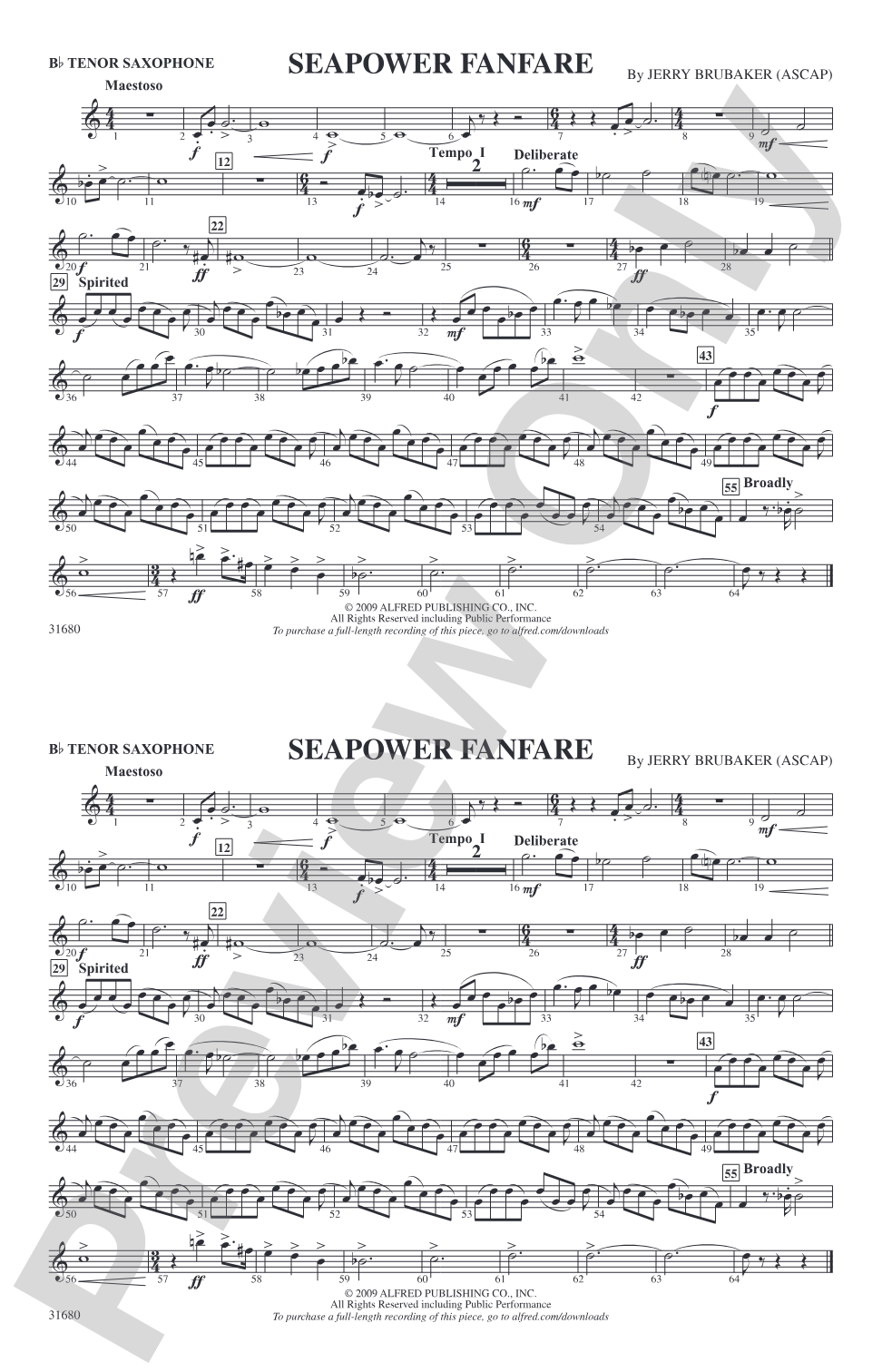 Seapower Fanfare: B-flat Tenor Saxophone