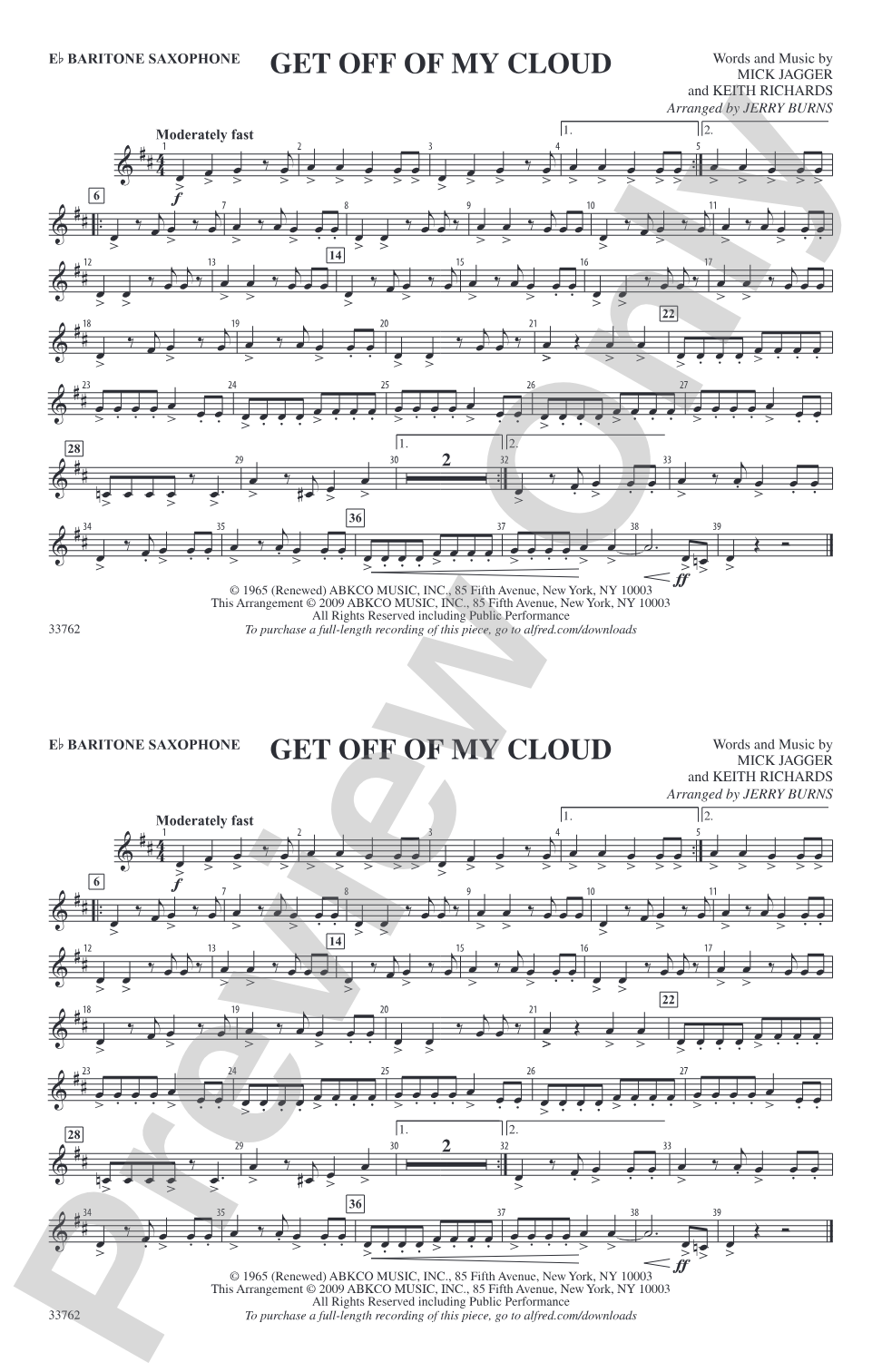 Get Off of My Cloud: E-flat Baritone Saxophone