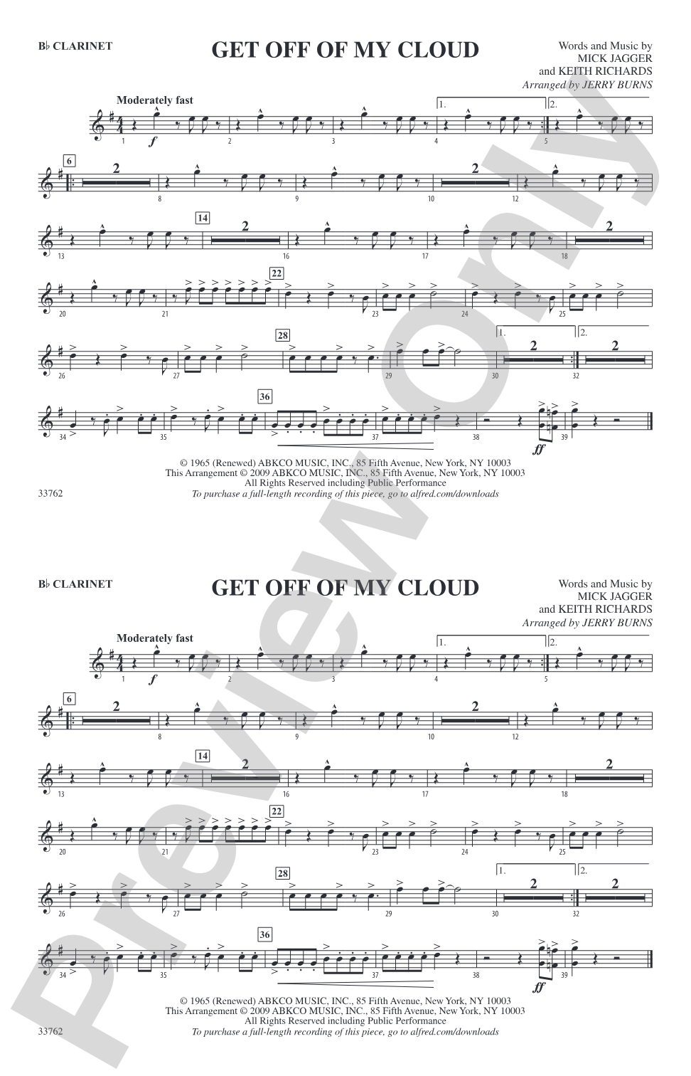 Get Off of My Cloud: 1st B-flat Clarinet