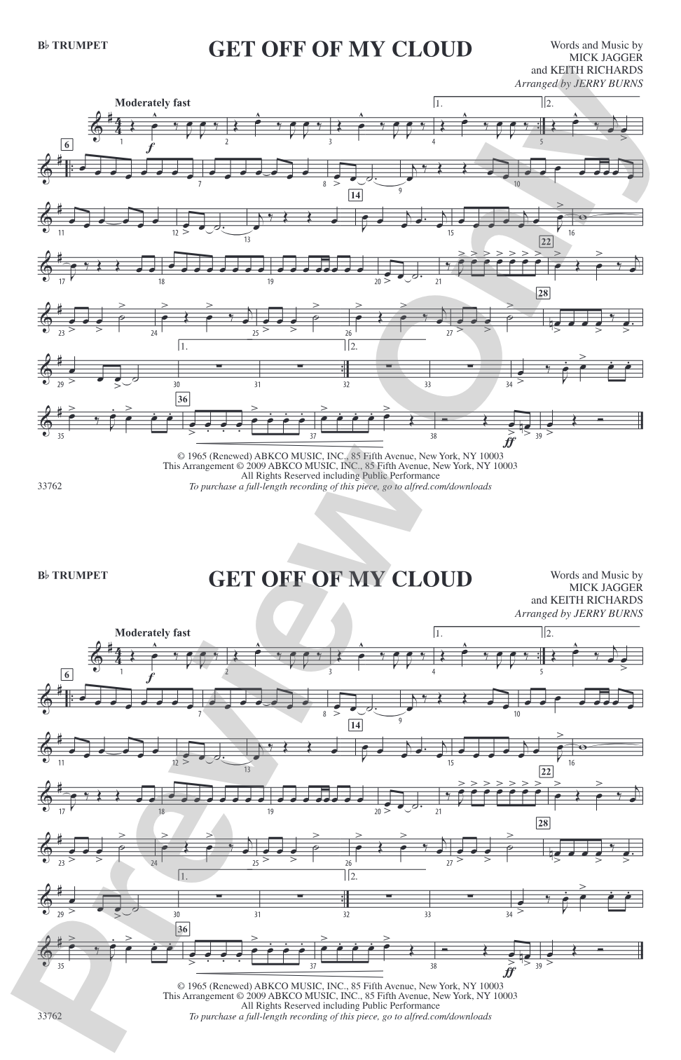 Get Off of My Cloud: 1st B-flat Trumpet