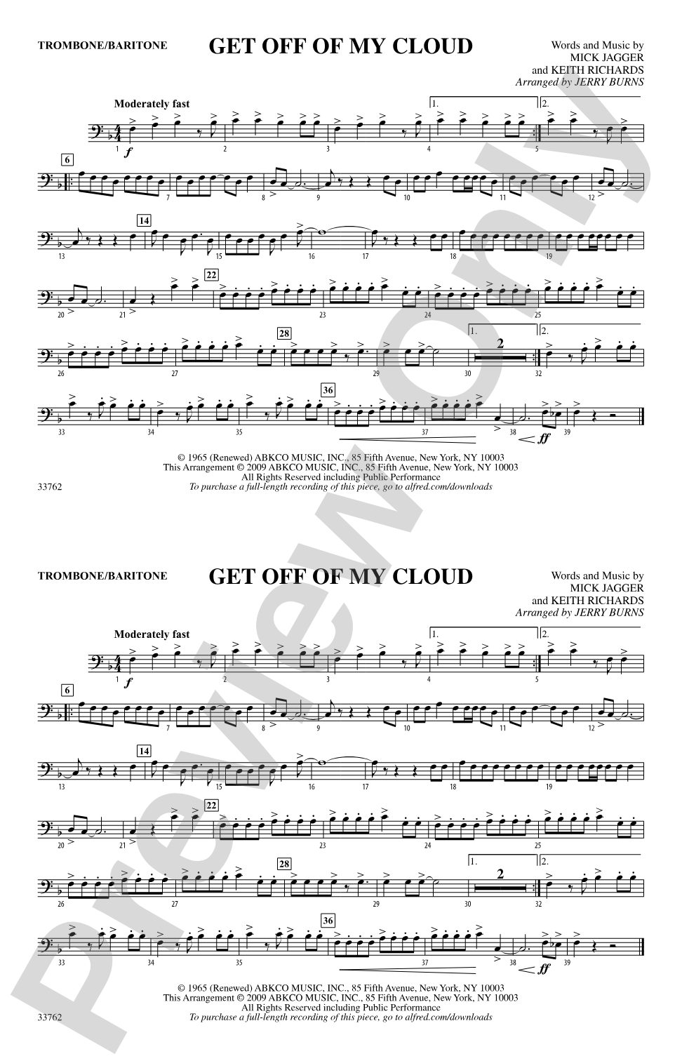 Get Off of My Cloud: 1st Trombone