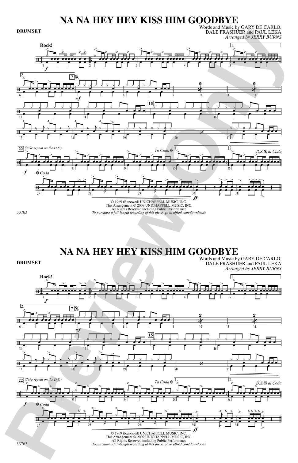 Na Na Hey Hey Kiss Him Goodbye: Drumset