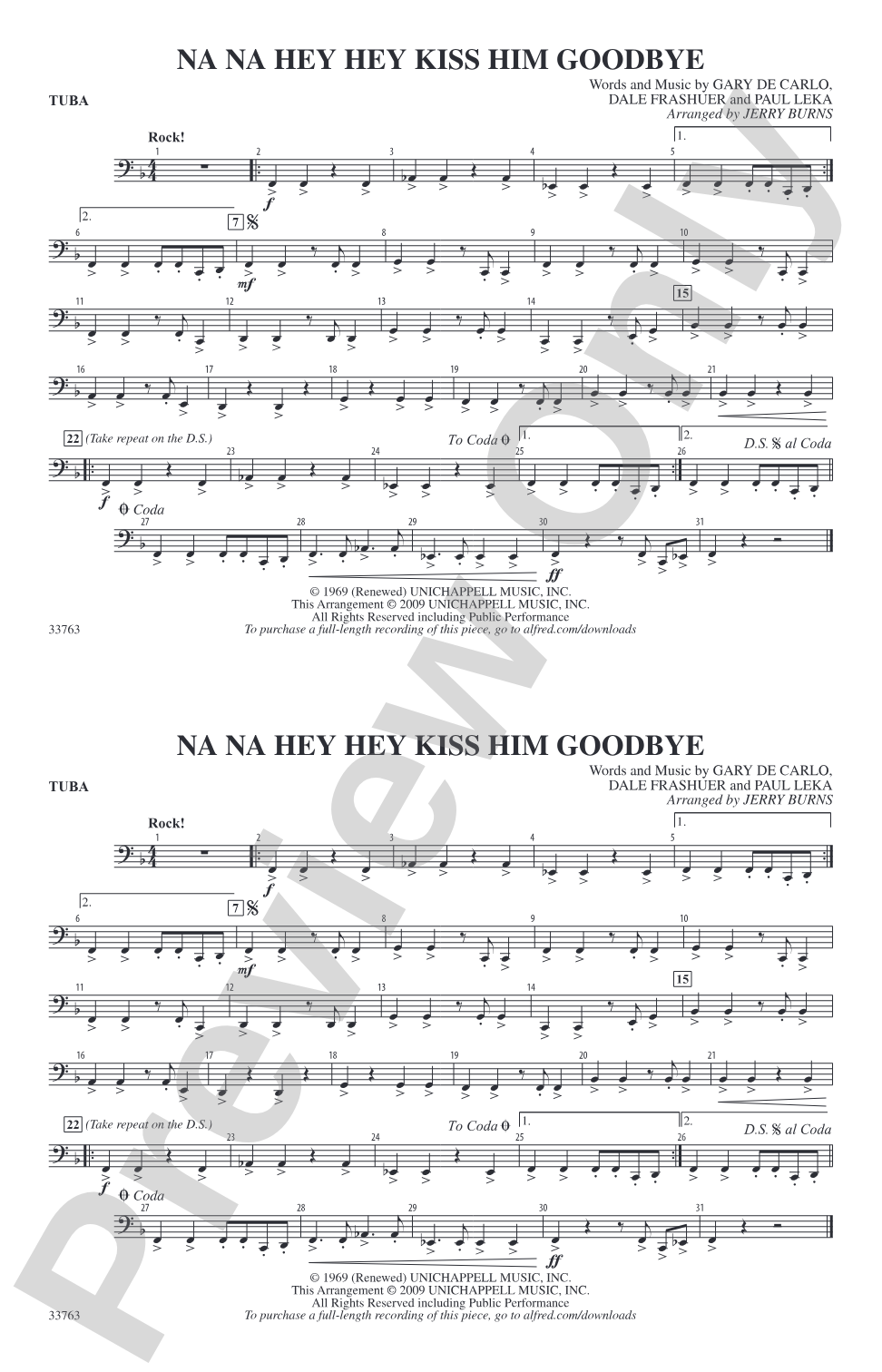 Na Na Hey Hey Kiss Him Goodbye: Tuba