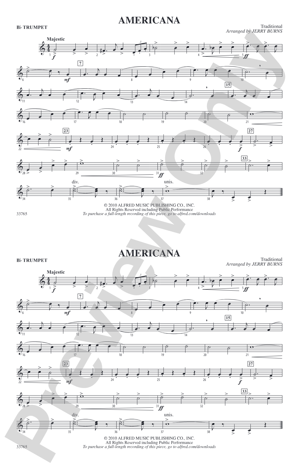 Americana: 1st B-flat Trumpet