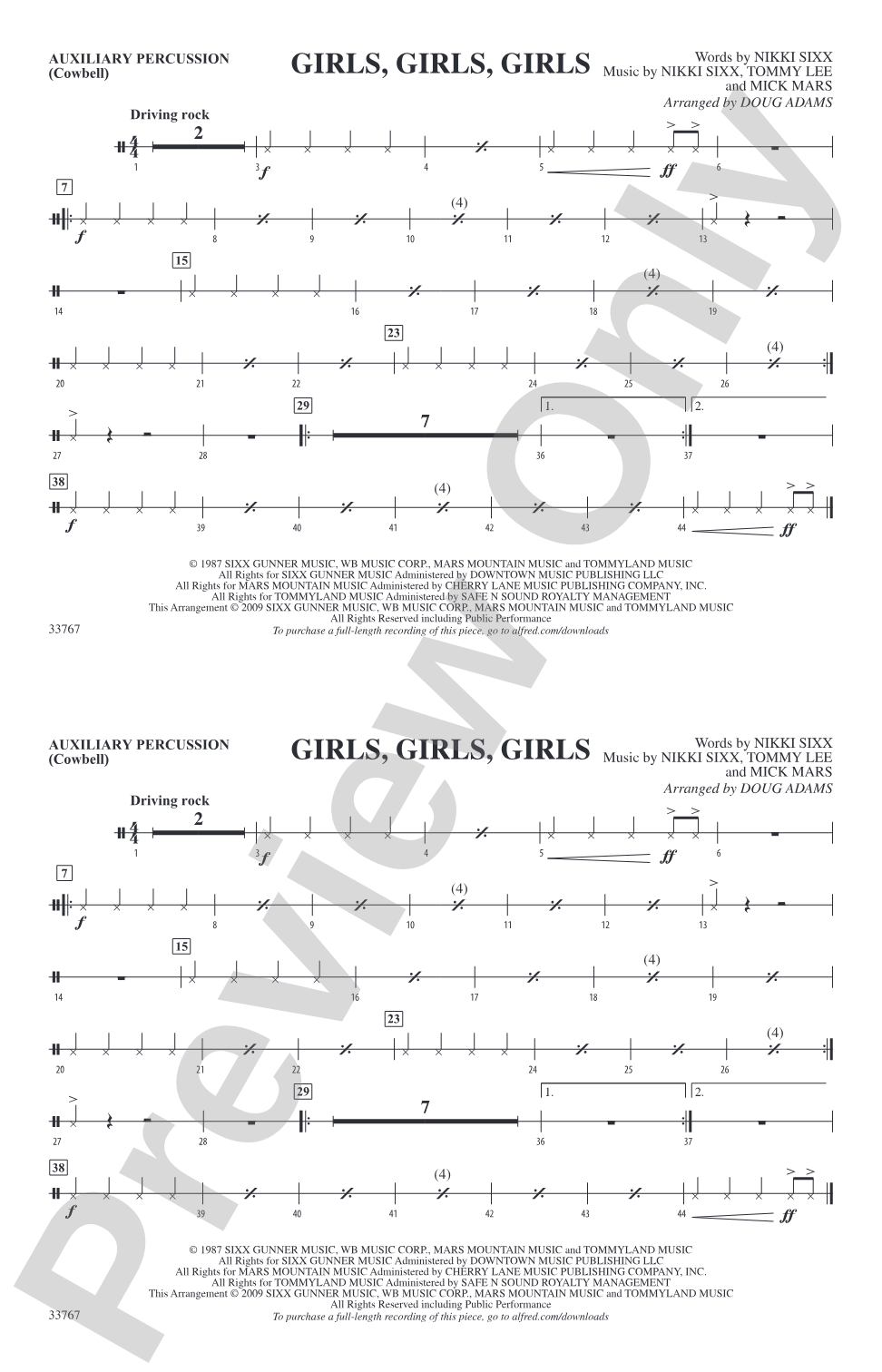 Girls, Girls, Girls: Auxiliary Percussion