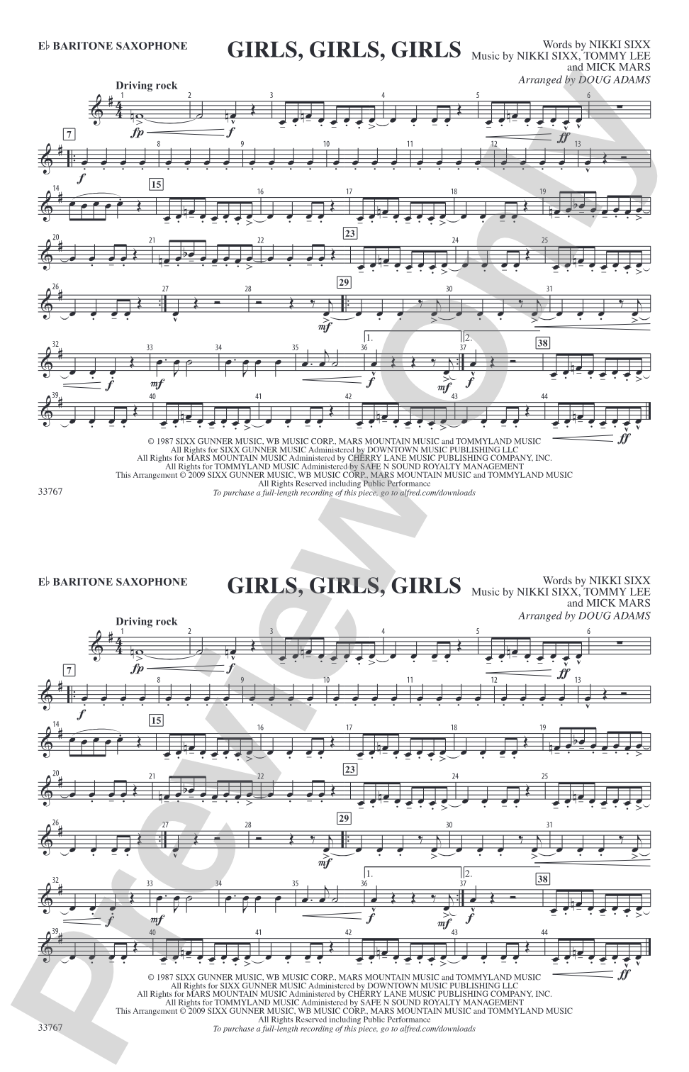 Girls, Girls, Girls: E-flat Baritone Saxophone