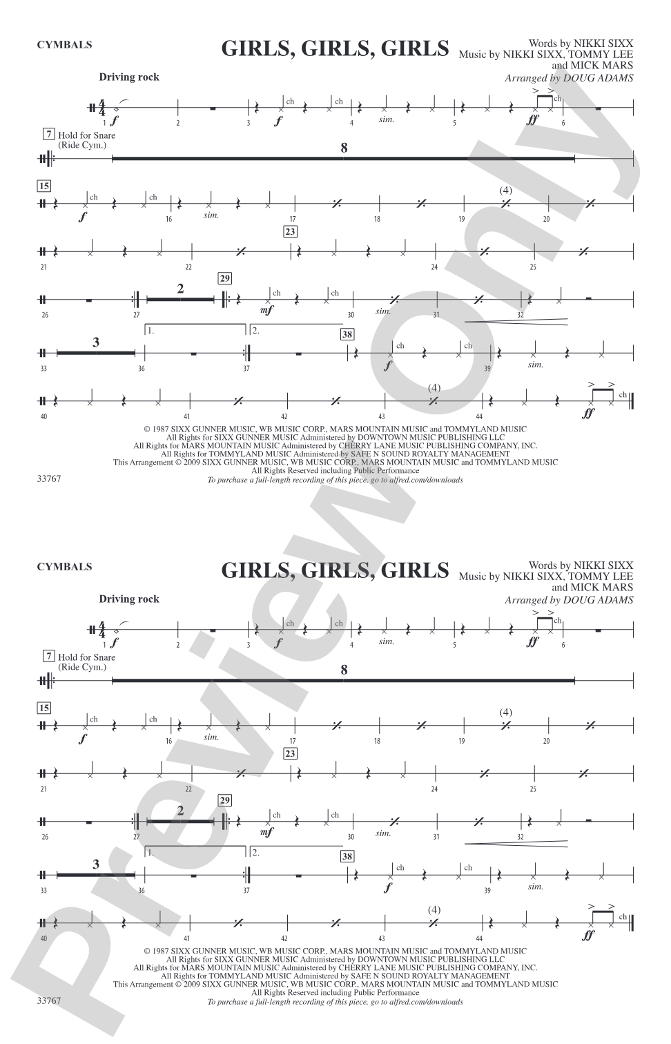 Girls, Girls, Girls: Cymbals