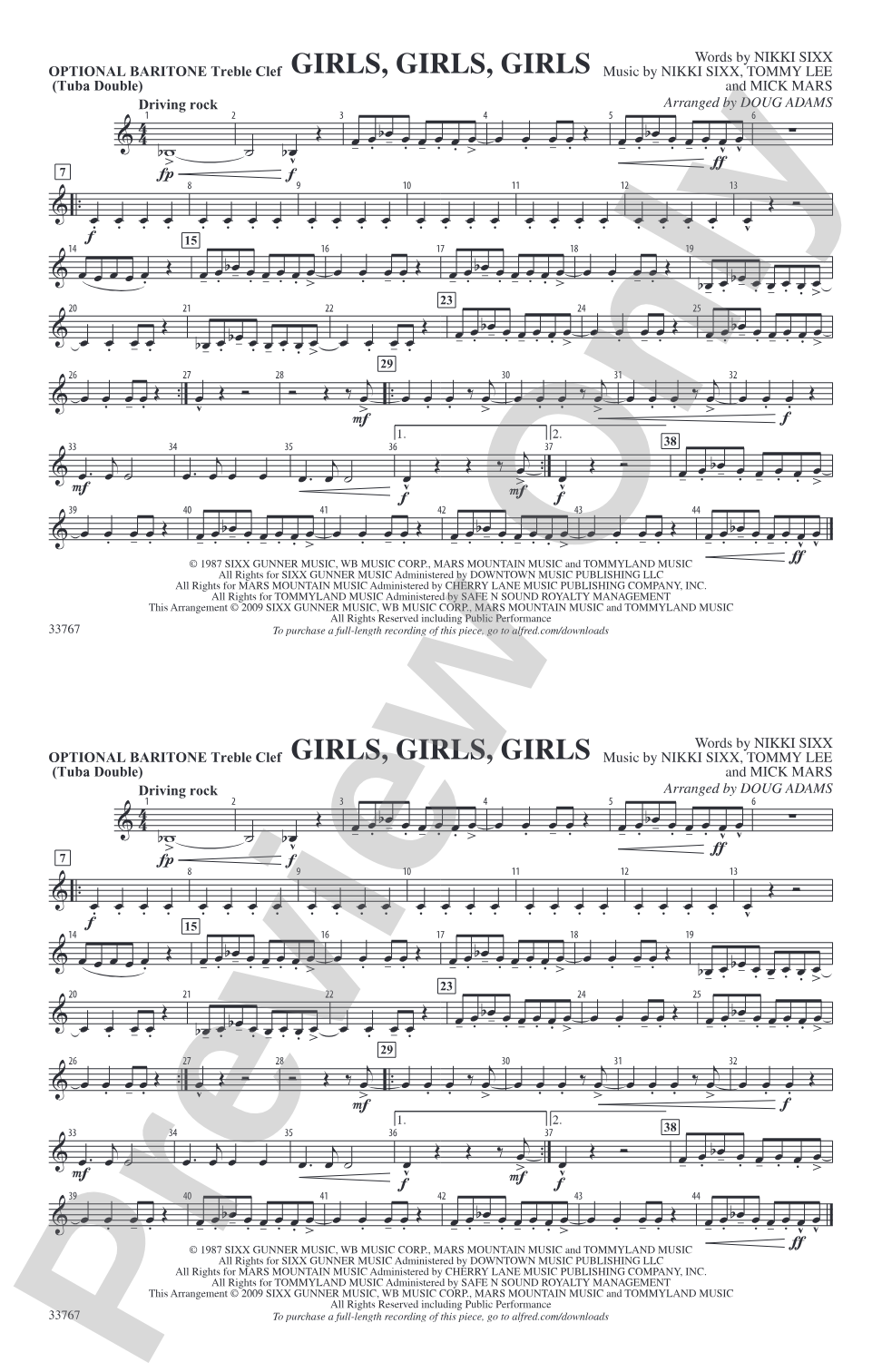 Girls, Girls, Girls: Optional Baritone T.C. (Tuba Double)