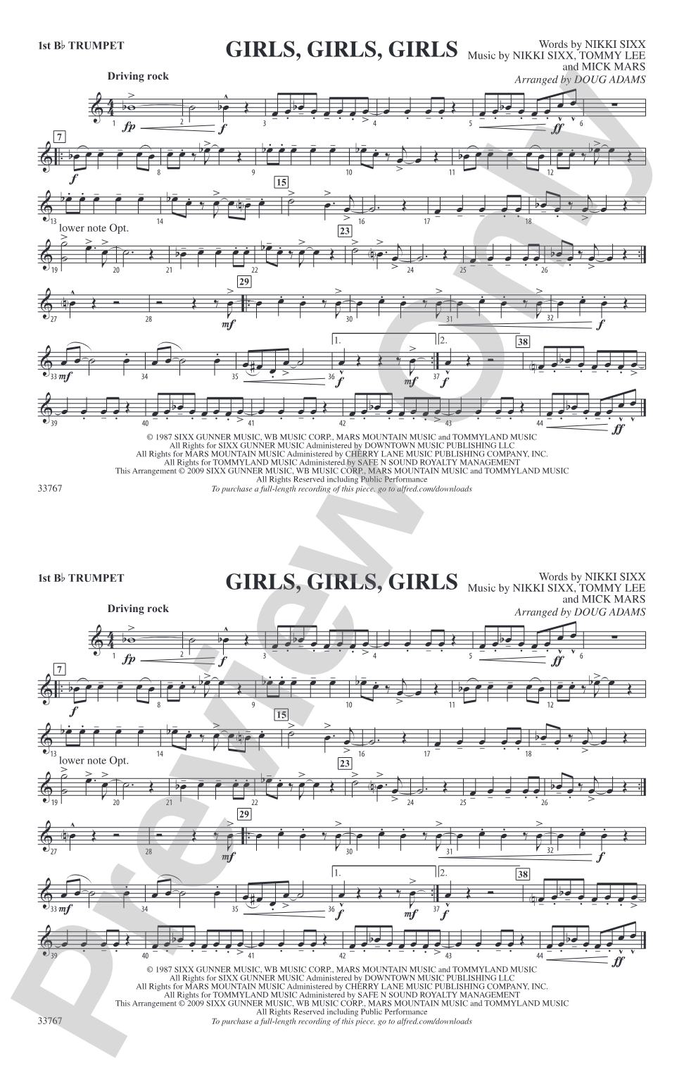 Girls, Girls, Girls: 1st B-flat Trumpet