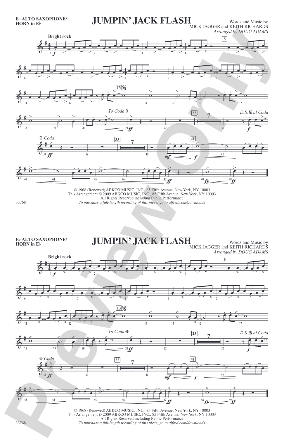 Jumpin' Jack Flash: E-flat Alto Saxophone