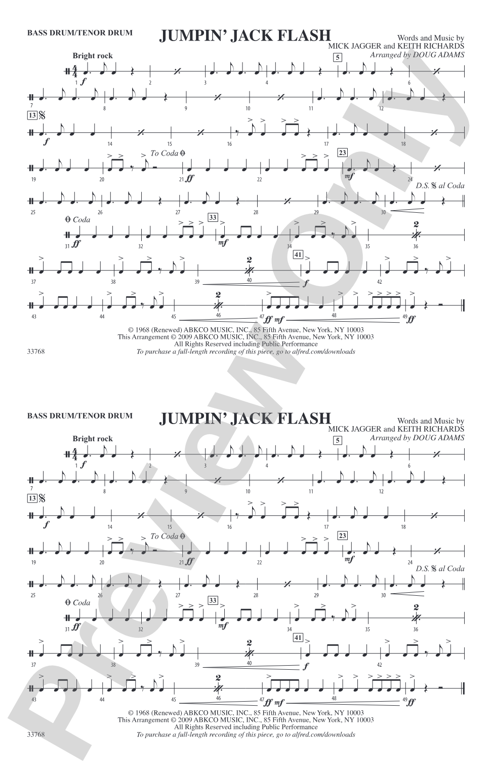 Jumpin' Jack Flash: Bass Drum/Tenor Drum