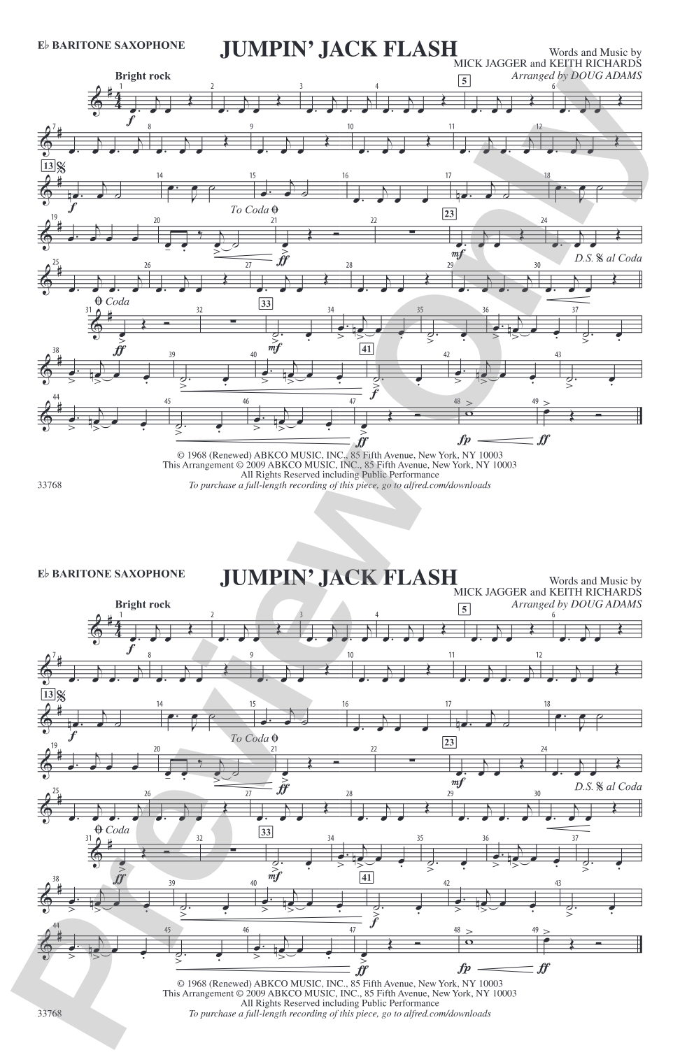 Jumpin' Jack Flash: E-flat Baritone Saxophone