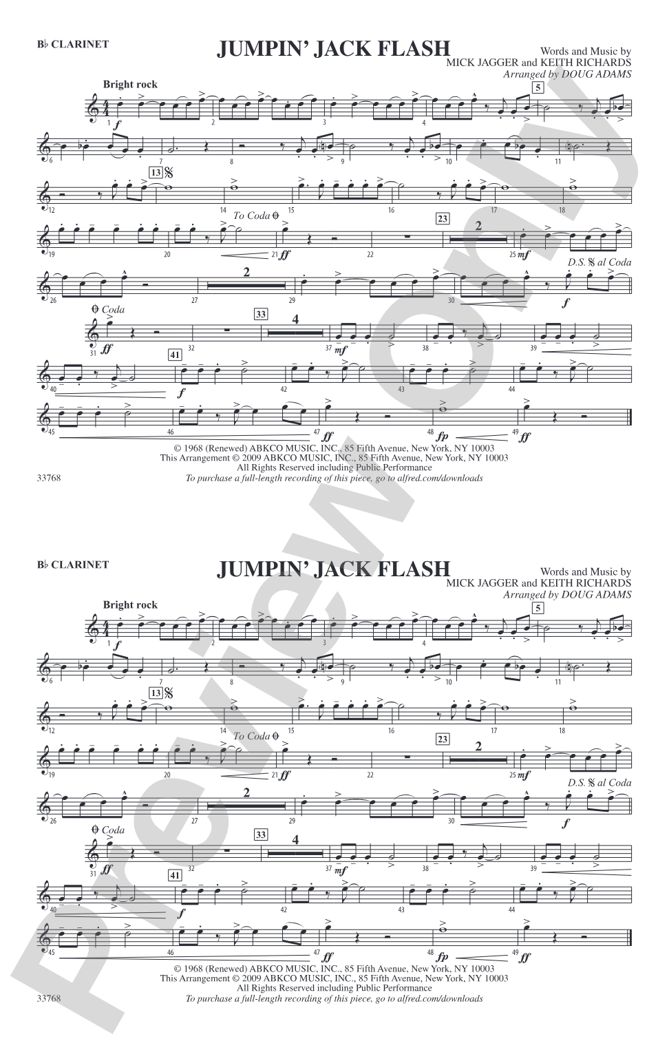 Jumpin' Jack Flash: 1st B-flat Clarinet