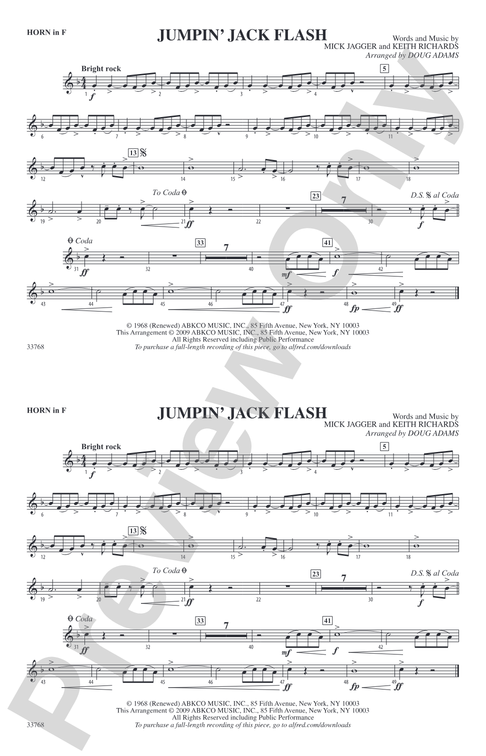 Jumpin' Jack Flash: 1st F Horn