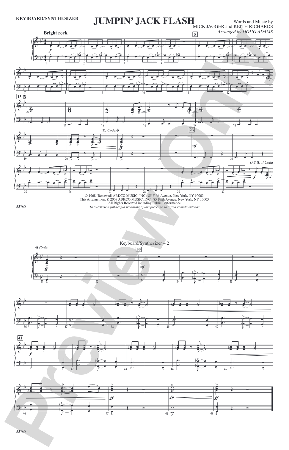 Jumpin' Jack Flash: Keyboard/Synthesizer