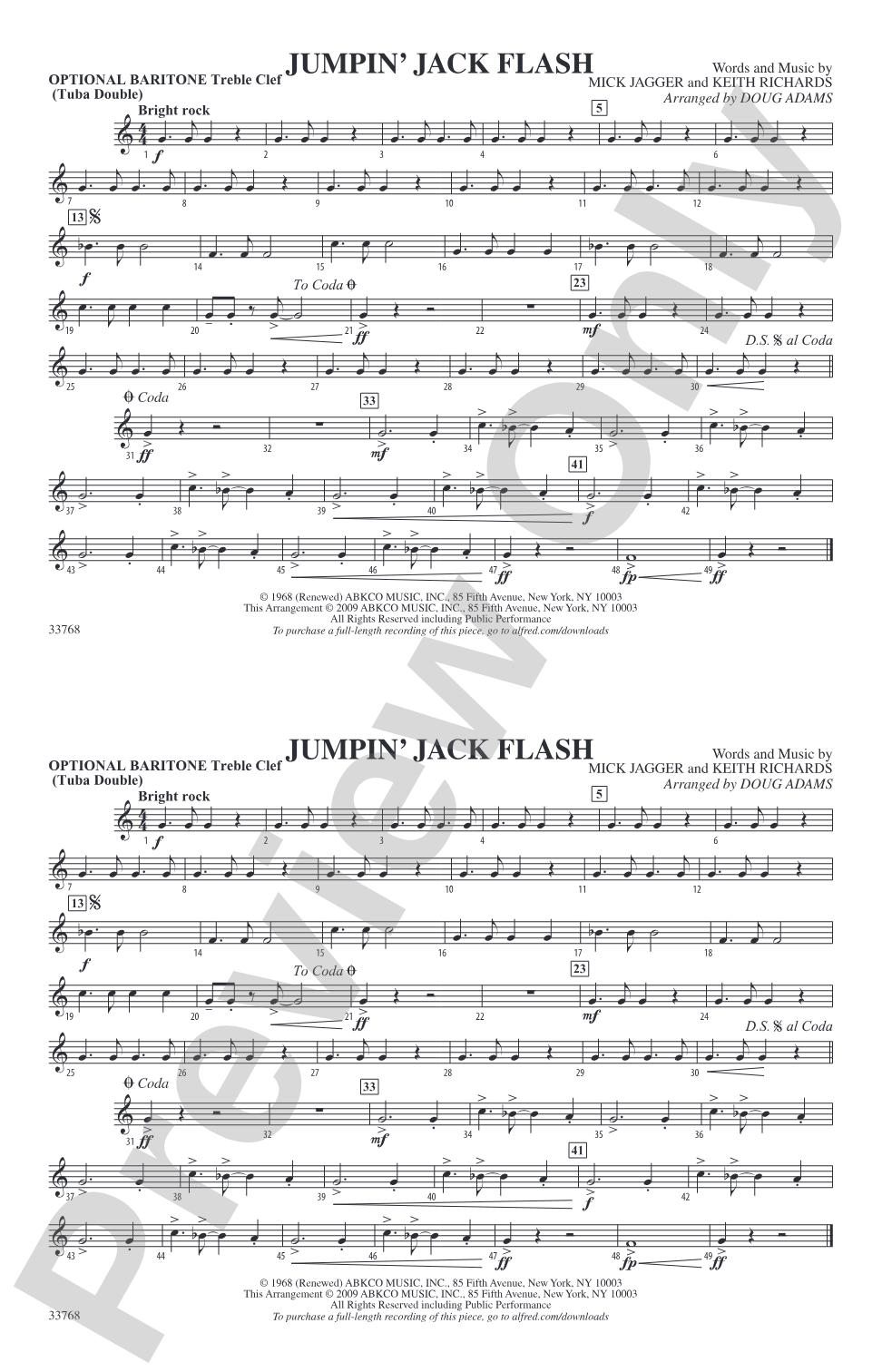 Jumpin' Jack Flash: Optional Baritone T.C. (Tuba Double)