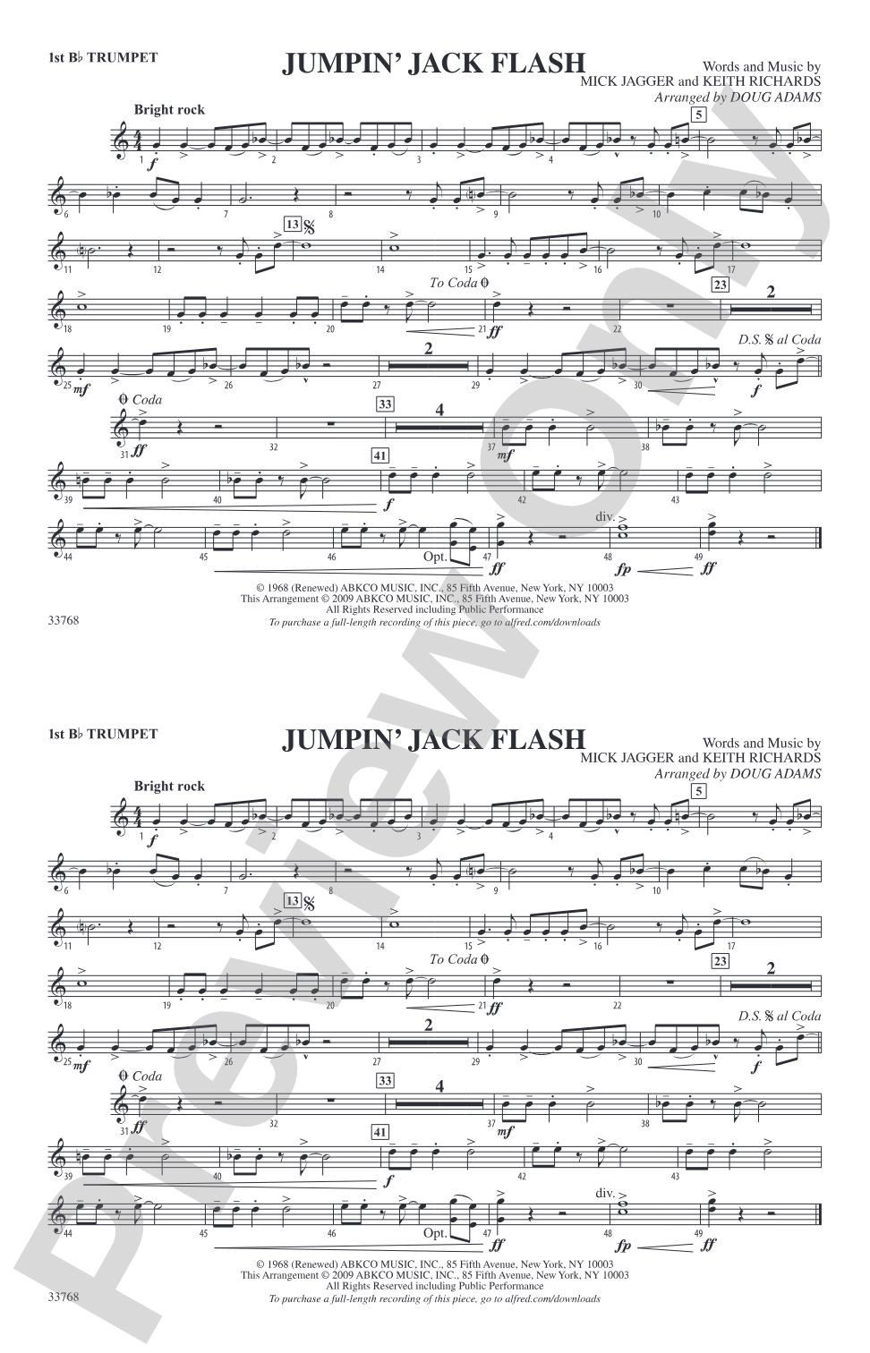 Jumpin' Jack Flash: 1st B-flat Trumpet