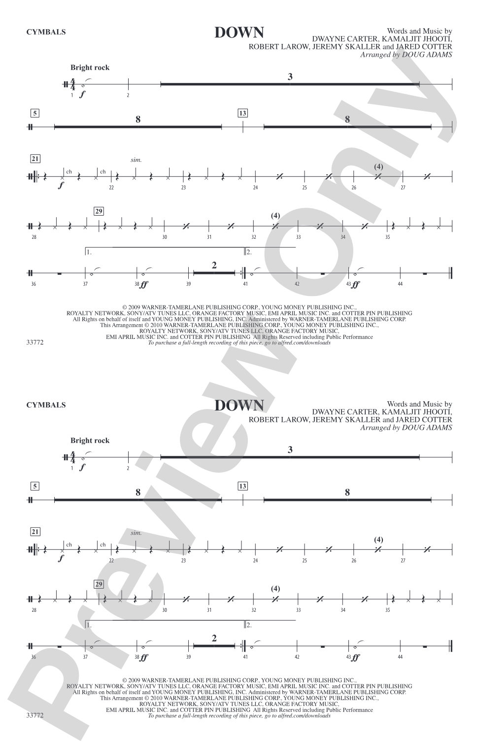 Down: Cymbals