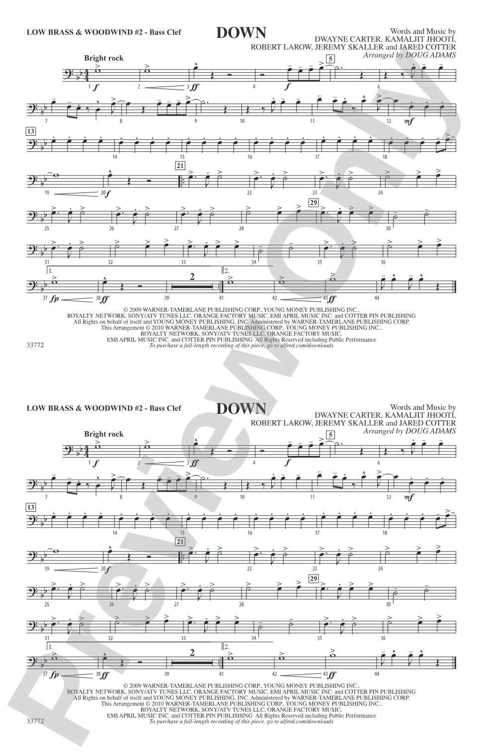 Down: Low Brass & Woodwinds #2 - Bass Clef