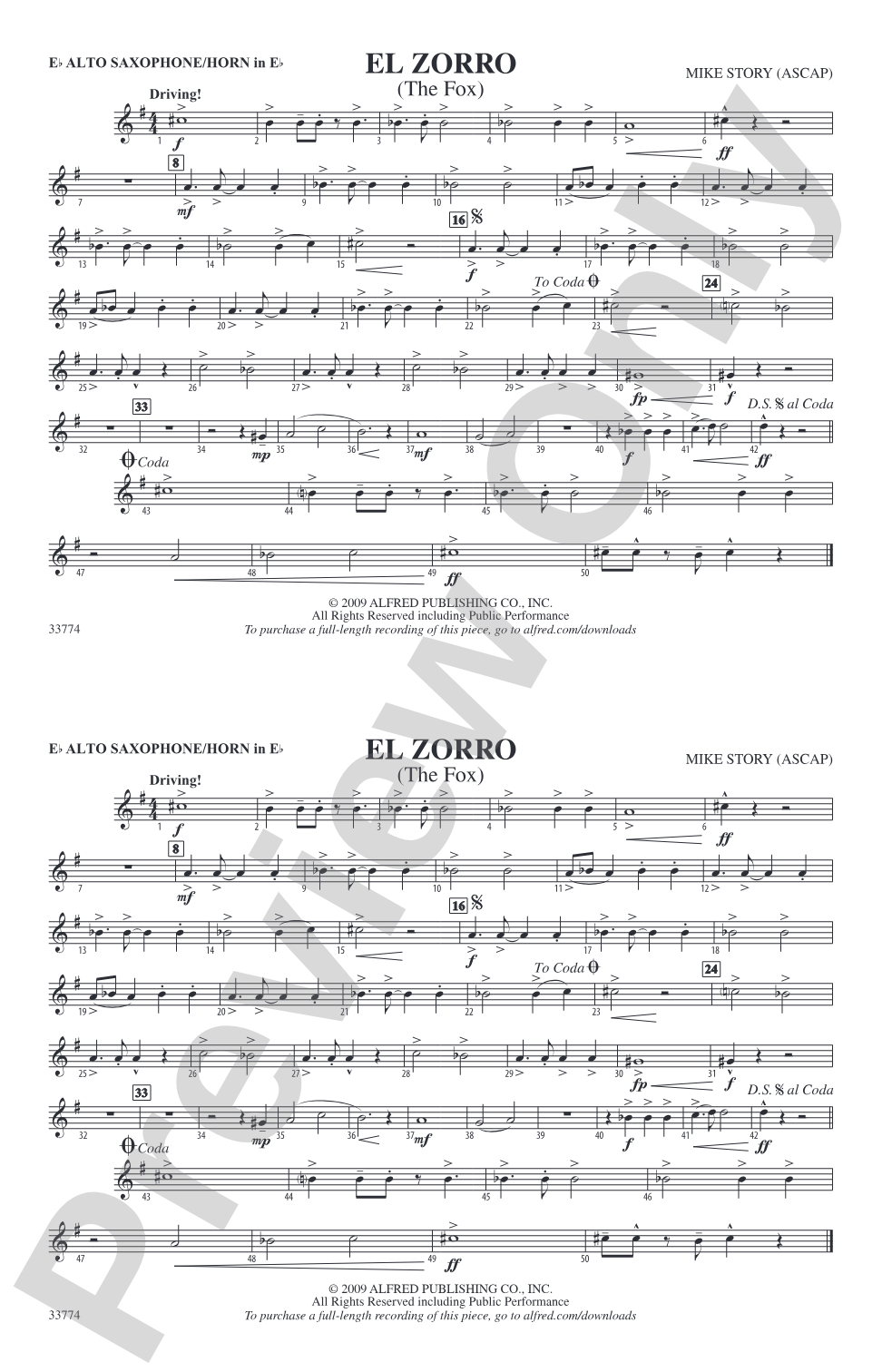 El Zorro: E-flat Alto Saxophone