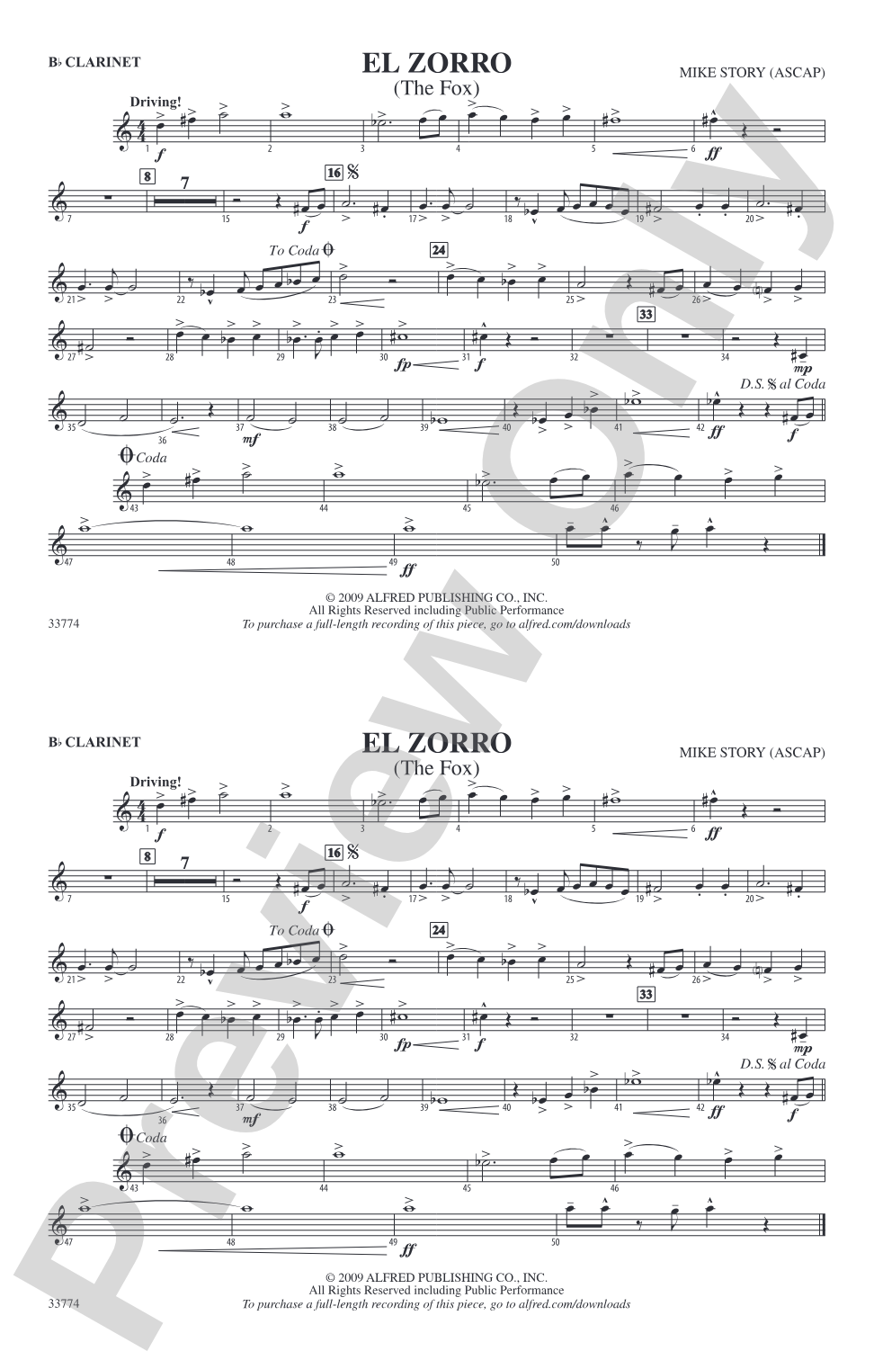 El Zorro: 1st B-flat Clarinet