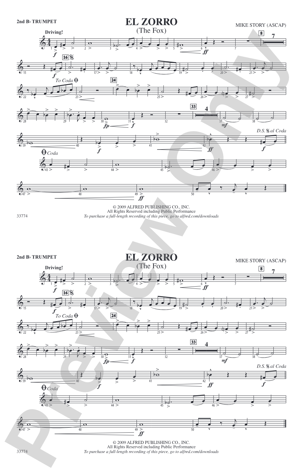 El Zorro: 2nd B-flat Trumpet