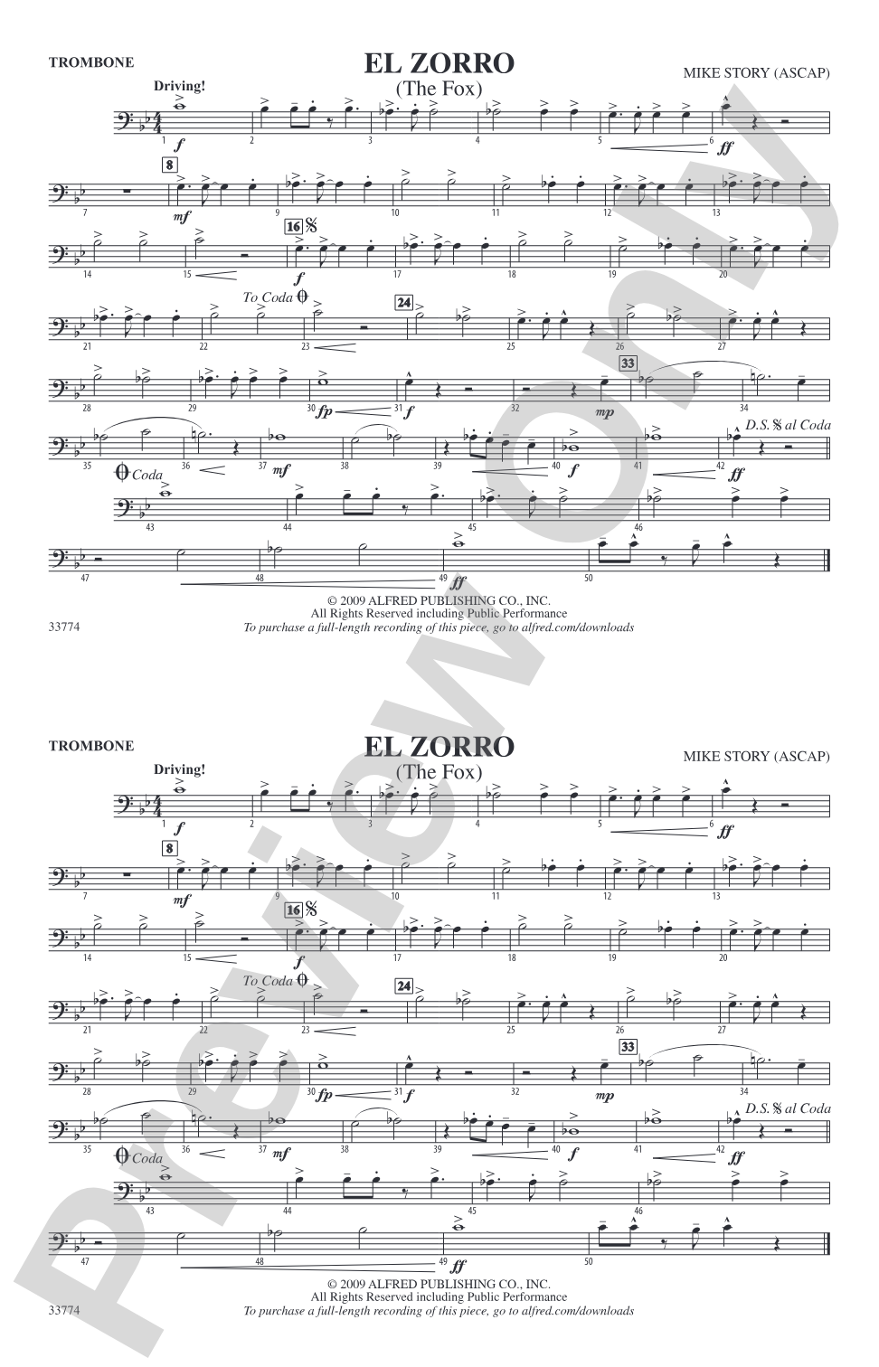 El Zorro: 1st Trombone