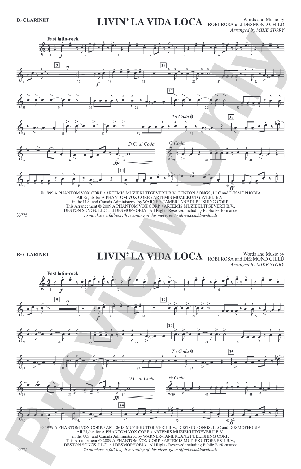 Livin' la Vida Loca: 1st B-flat Clarinet