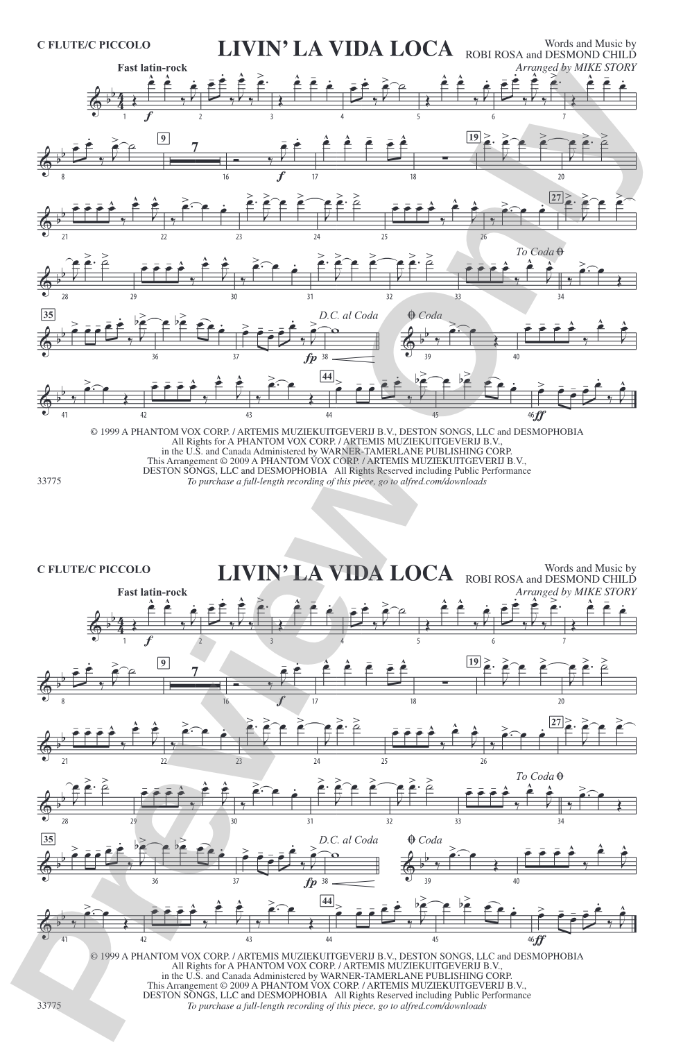 Livin' la Vida Loca: Flute