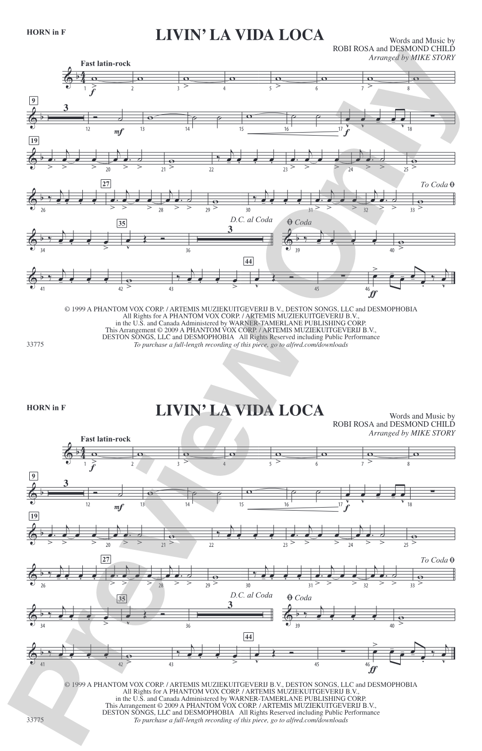 Livin' la Vida Loca: 1st F Horn