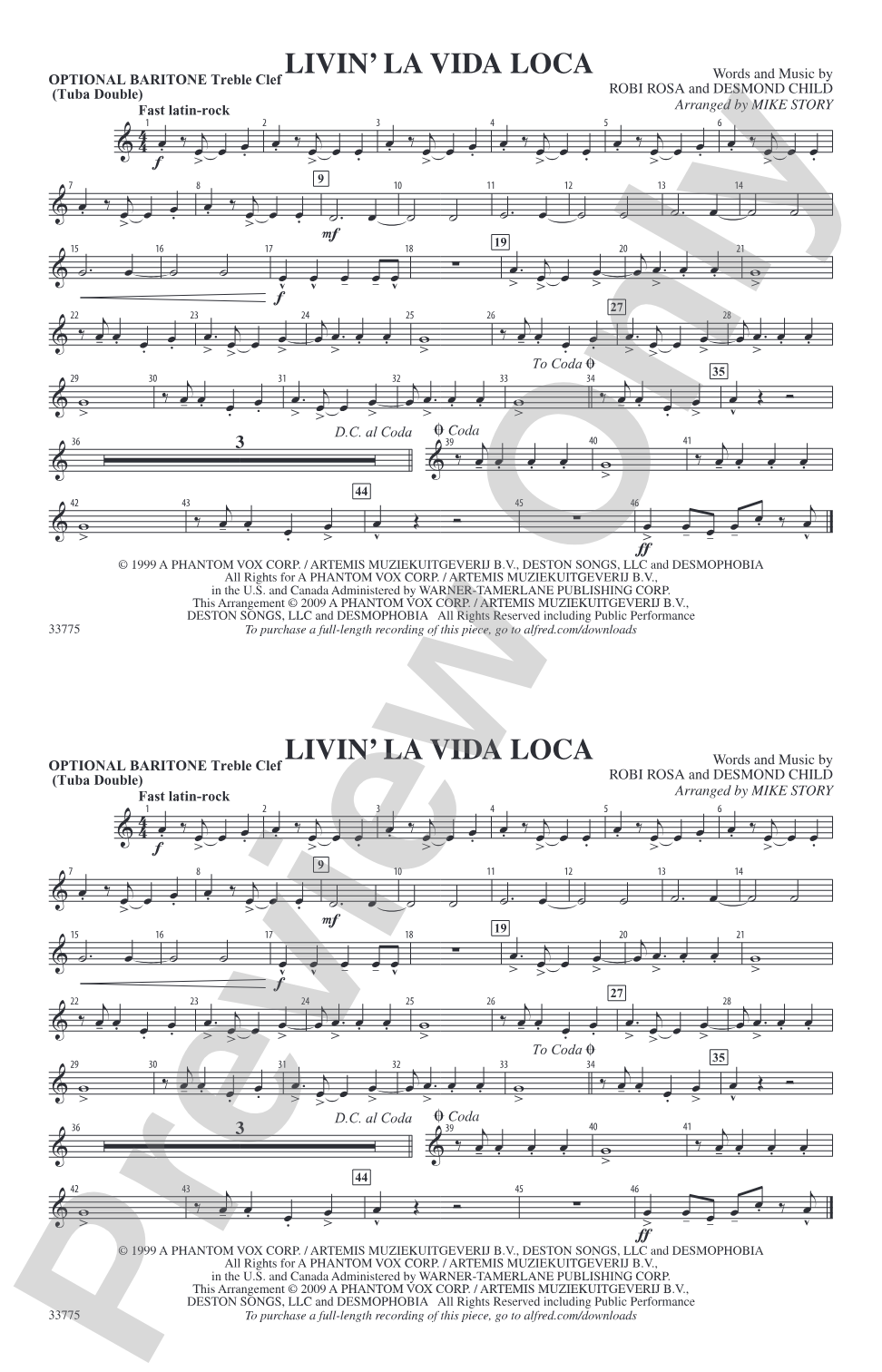 Livin' la Vida Loca: Optional Baritone T.C. (Tuba Double)