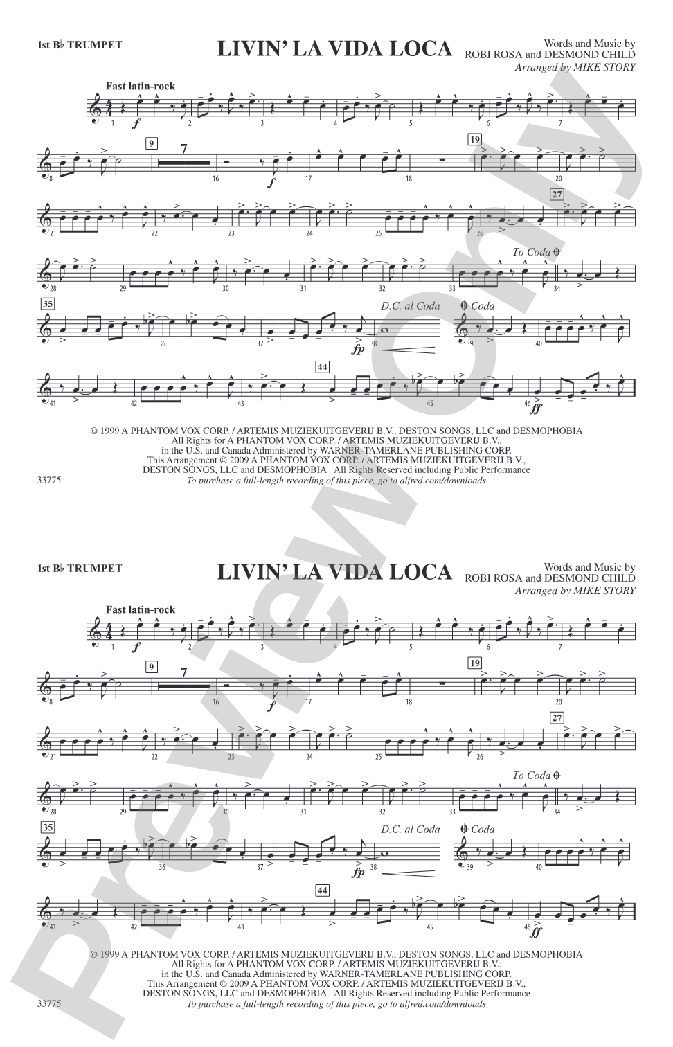 Livin' la Vida Loca: 1st B-flat Trumpet