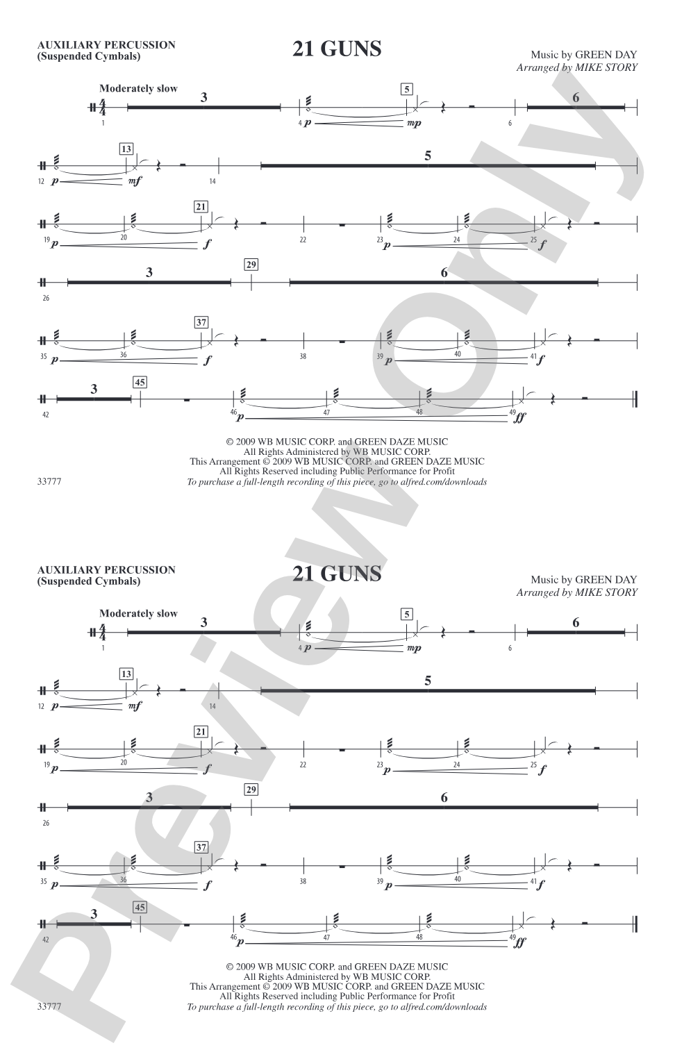 21 Guns: Auxiliary Percussion