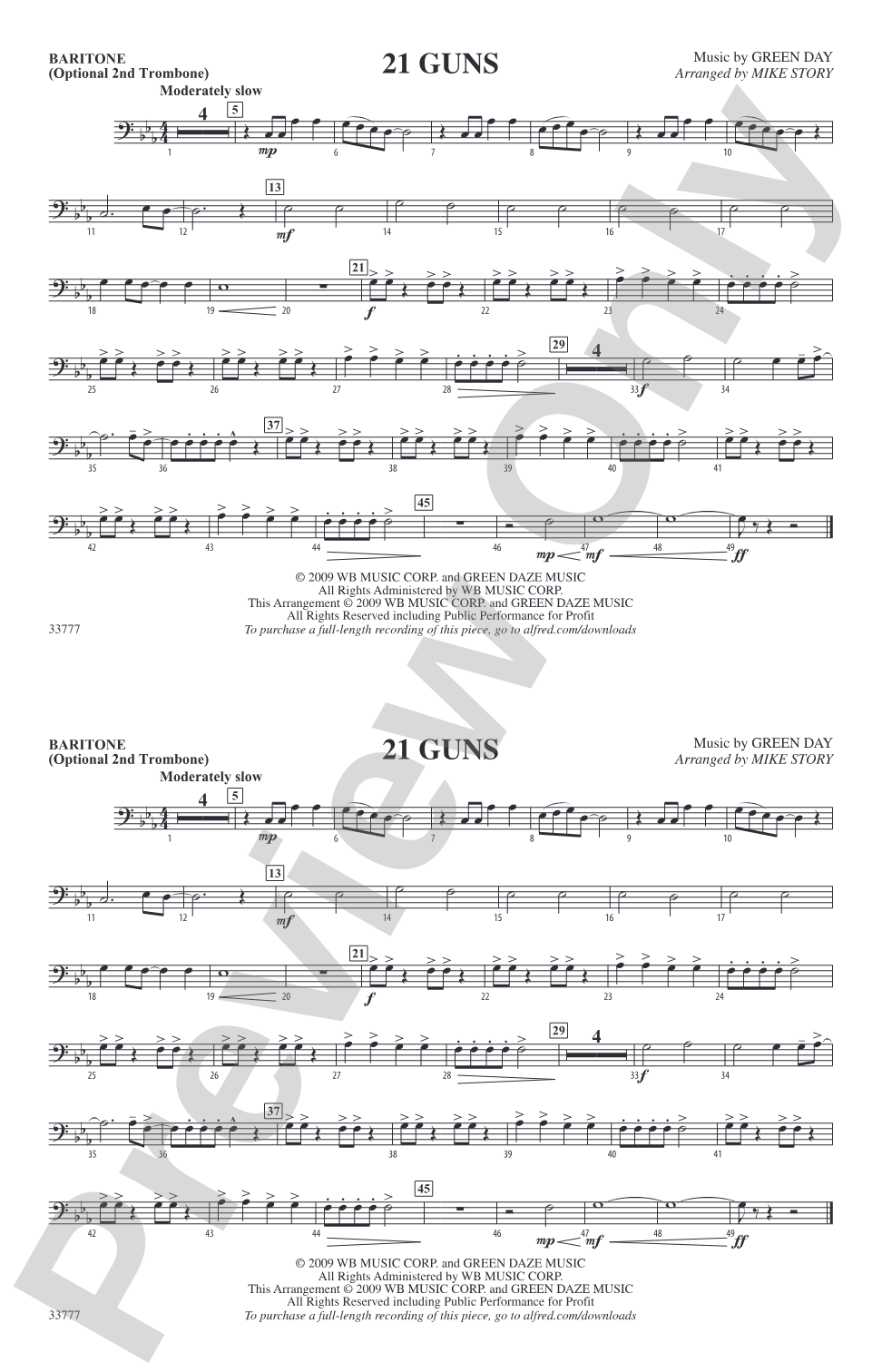 21 Guns: Baritone B.C.