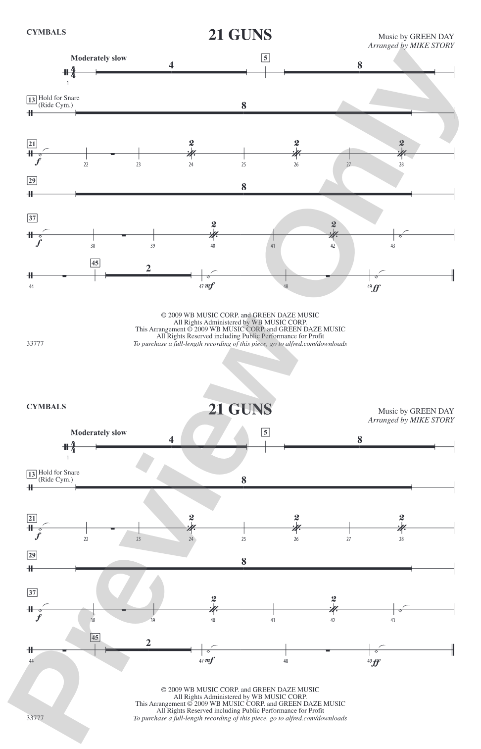 21 Guns: Cymbals